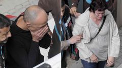 Los padres del menor tras abandonar ayer el instituto