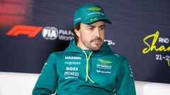 Fernando Alonso.Fernando Alonso, piloto de Aston Martin en rueda de prensa