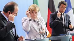 Hollande, Merkel y Renzi. 
