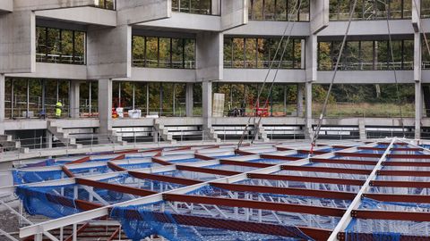 Empiezan los trabajos para tratar de montar la cúpula de Bastiagueiro