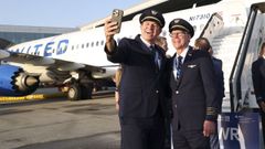 Imagen del primer vuelo entre Santiago y Nueva York, el 28 de mayo del 2026, operado por United Airlines