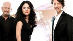 Lydia Rodr�guez, vocalista de Presuntos Implicados, junto a Juan Luis Gim�nez y Nacho Ma��, los otros integrantes de la banda