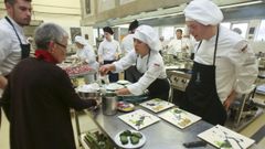 Las cocinas del CIFP Fraga do Eume, durante la celebraci�n del certamen de cocina y cocteler�a Jos� Rodr�guez-Moldes Rey de 2017