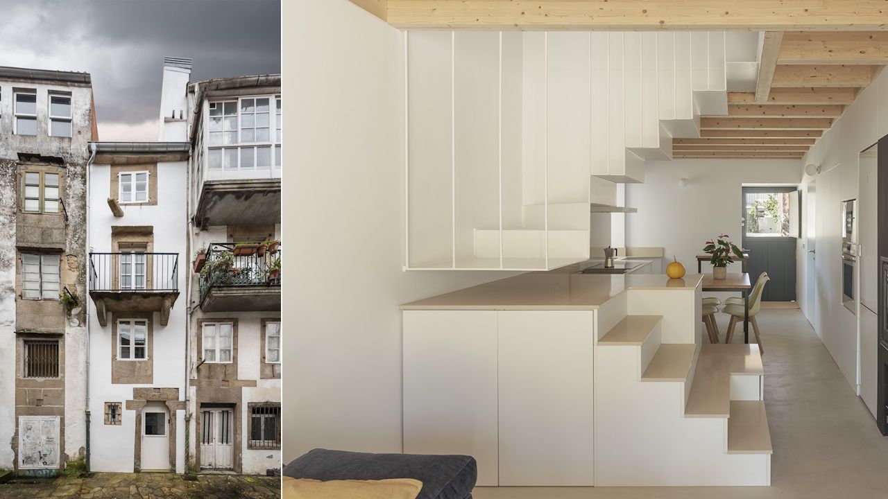 La rehabilitación de una de las casas más estrechas del casco histórico de Santiago y de una antigua casa de piedra en Rois aspiran a los Premios Arquitectura 2026