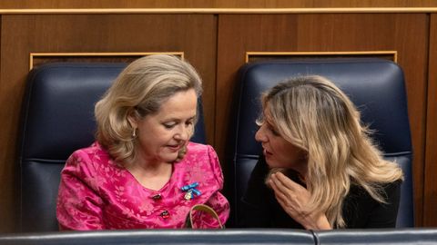 Nadia Calvio y Yolanda Daz, durante el acto en el Congreso