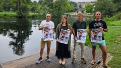 Roberto Naranjo, Cristina Cid, Carlos Puga y Javier Lpez, en la presentacin del trigsimo segundo Triatln Vila de Allariz, que ser el 17 de agosto.