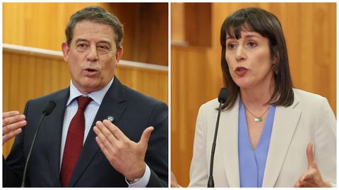 Besteiro y Pont�n, en el Parlamento, tras la intervenci�n de Rueda.