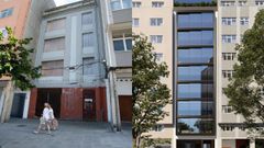 A la izquierda, el antiguo edificio que hab�a en el 44 de paseo de ronda y fue demolido. A la derecha, la nueva promoci�n de ocho alturas.