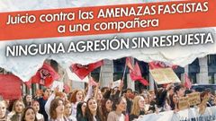 Cartel de convocatoria de una concentraci�n, en Gij�n, de apoyo a una miembro del Sindicato de Estudiantes y Libres y Combativas, bajo el lema 'Ninguna agresi�n sin respuesta'