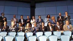 La directivas de Conxemar y Celta, posando este jueves en Bala�dos tras la firma de su alianza.