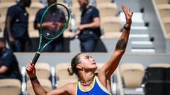 Aryna Sabalenka, este jueves durante una sesi�n de entrenamiento en Par�s de cara a su partido de primera ronda con la gallega J�ssica Bouzas Maneiro.
