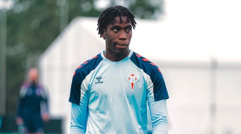 El jugador del Celta Ilaix Moriba, en un entrenamiento de esta pretemporada.