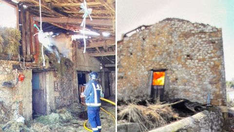 Incendio de una cuadra en Cangas de On�s
