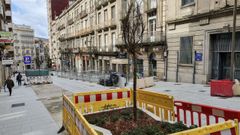 En la zona inferior de la calle las obras est�n avanzadas y ayer se plantaron los nuevos �rboles.