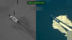 Captura de vdeo tomado de la red social Truth Social de la cuenta del presidente de Estados Unidos, donde se ve una embarcacin en el mar Caribe.