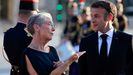 Borne y Macron, en un acto el 14 de julio del 2023 en el Louvre.