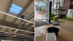 Interior de una de las tiendas cerradas en el centro comercial de Oleiros