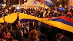 Celebraciones en Bogot� por la firma del acuerdo final que cierra las negociaciones de paz desarrolladas en La Habana durante los �ltimos cuatro a�os entre el Gobierno de Colombia y las FARC 