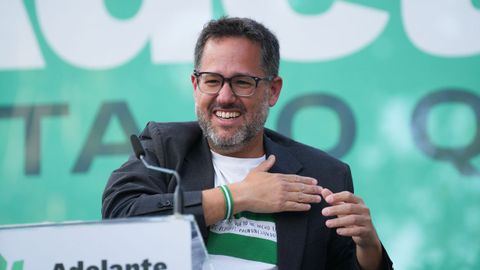 El candidato de Por Andaluc�a a la Presidencia de la Junta, Antonio Ma�llo, interviene en el acto de cierre de campa�a celebrado en Sevilla.