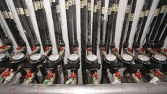 Contadores de agua de un edificio de Lugo, en la calle Novo Freire