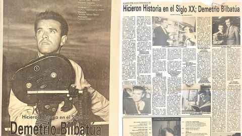 Recortes antiguos de un periódico mexicano en el que sale Demetrio Bilbatúa.