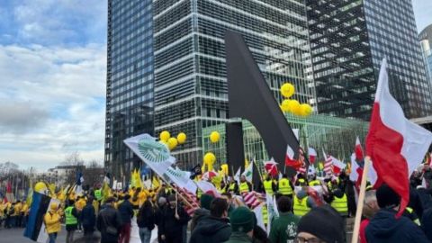 Manifestantes en Bruselas