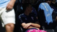 Iv�n Villar, en el banquillo durante el Celta-M�laga.