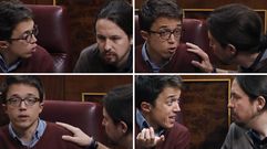 Iglesias y Errej�n discuten en el esca�o durante el pleno del Congreso