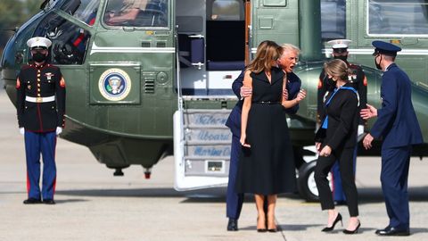 Trump, tras desembarcar del Marine One y viajar en el Air Force One a Nashville para su segundo y �ltimo debate con Biden