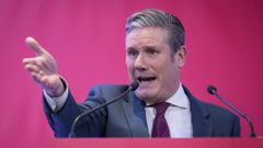 Keir Starmer, l�der del Partido Laborista, este s�bado, durante una intervenci�n ante militantes en Londres