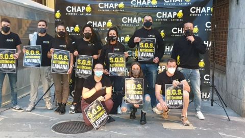Protesta del trabajadores del sector del espect�culo en Laviana