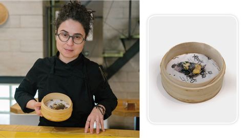 Sheila Barbeito y Fernando Estévez, de Roots (A Coruña), presentan Gyoza de chocos en su tinta