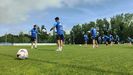 Los jugadores del Real Oviedo trabajan en El Requexn