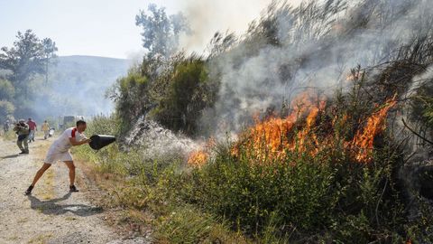Incendio forestal en Meln, entre las aldeas de Quins y Vilaverde