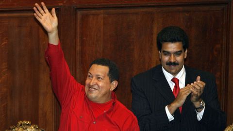 El presidente Hugo Ch�vez con Nicol�s Maduro antes de nombrarlo como su sucesor