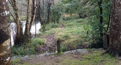 La parte posterior del molino crecer�a a partir de la valla, que en puntos ya est� derribada dando acceso al �rea de la catarata y de ampliaci�n.