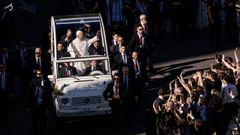 El Papa Le�n XIV llega en papam�vil a la Plaza de Cibeles, a 7 de junio de 2026, en Madrid (Espa�a