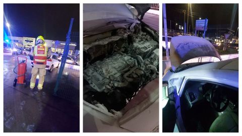 Arde un coche en la gasolinera de A G�ndara, en Nar�n