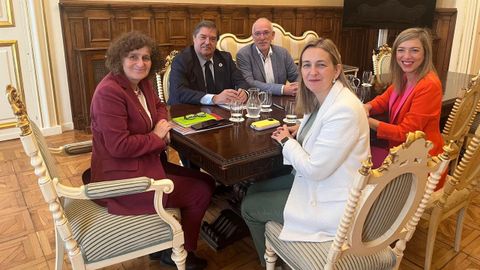 La alcaldesa, Goretti Sanmart�n, y el subdelegado del Gobierno en A Coru�a, Julio Abalde, con los portavoces del gobierno (M�riam Louzao) y el PSOE (Sindo Guinarte) y la concejala del PP Mar�a Baleato.