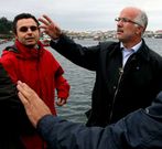 V�zquez y Jos� Juan Dur�n, la semana pasada en A Illa.