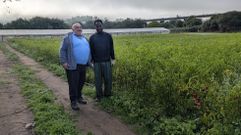 O pementeiro Antonio Mart�nez, cunha das persoas migrantes xunto a unha finca