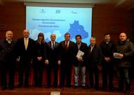 Baltar, con los alcaldes de la comarca y el gerente del Inorde.