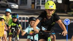 Varios participantes&nbsp;del circuito de seguridad vial, una de las actividades de ayer.