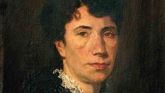 Detalle do retrato de Rosala de Castro (Santiago, 1837-Padrn, 1885) realizado en 1880 por Modesto Brocos.