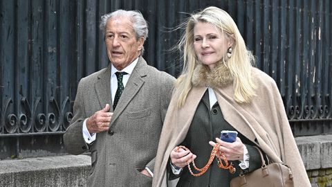 Philippe Junot junto a Nina Wendelboe-Larsen, su exmujer, en el bautizo de Philippa, la hija de �lvaro Falc� y Isabelle Junot en el 2024