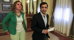 Martina Aneiros y Rey Varela en una de sus comparecencias durante el mandato anterior. 