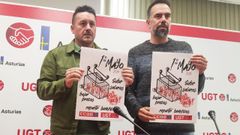 Javier Fernndez Lanero (UGT) y Jos Manuel Zapico (CCOO) presentan la movilizacin del uno de mayo