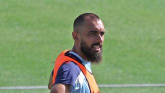 El futbolista del Celta Borja Iglesias, en un entrenamiento.