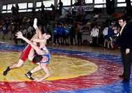 Dos luchadores, en plena competici�n.