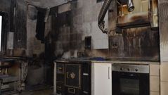 La cocina de la rectoral, tal y como qued� tras el incendio.